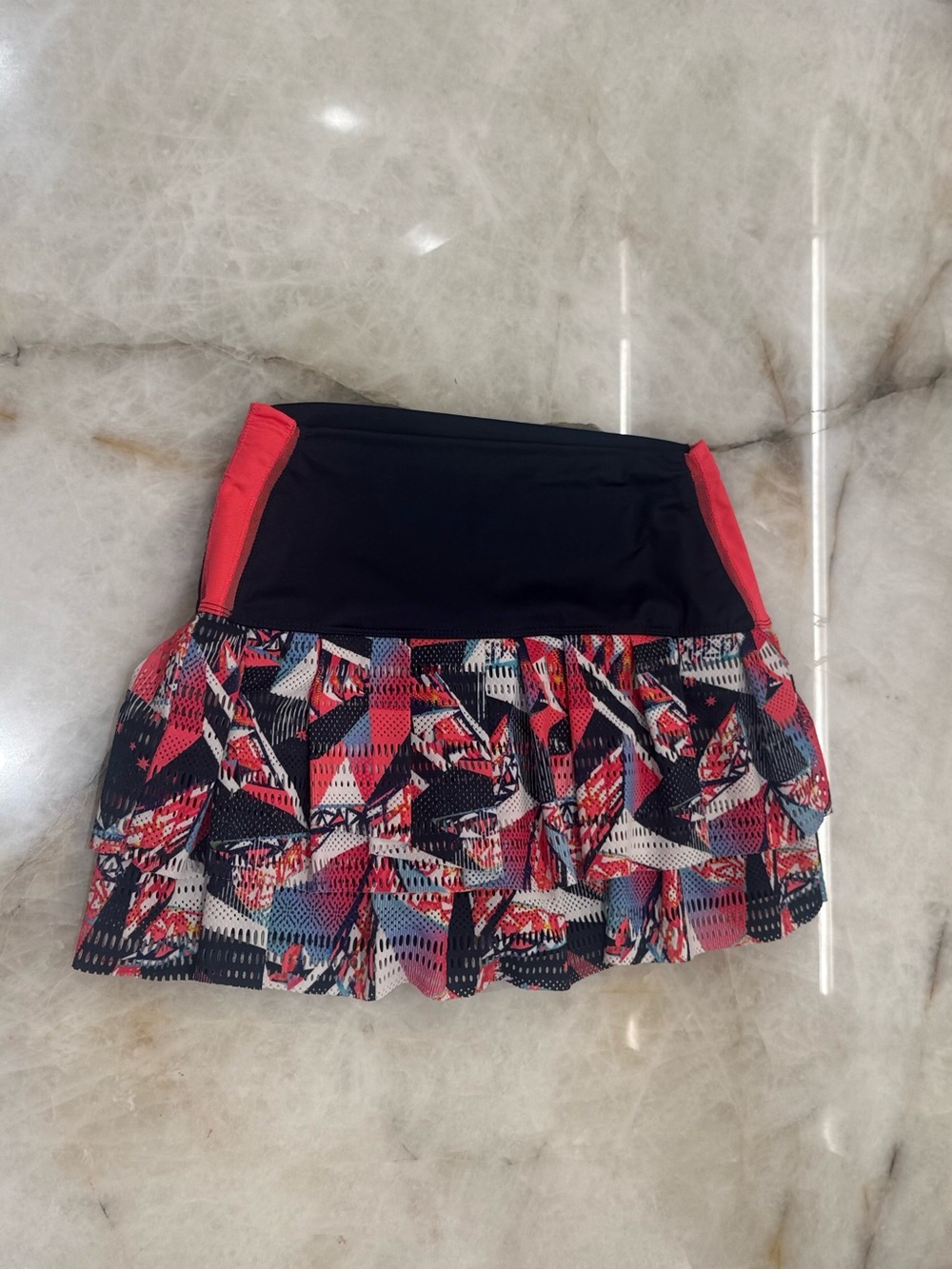 Lucky In Love Black & Red Printed Ruffle Tennis Skirt